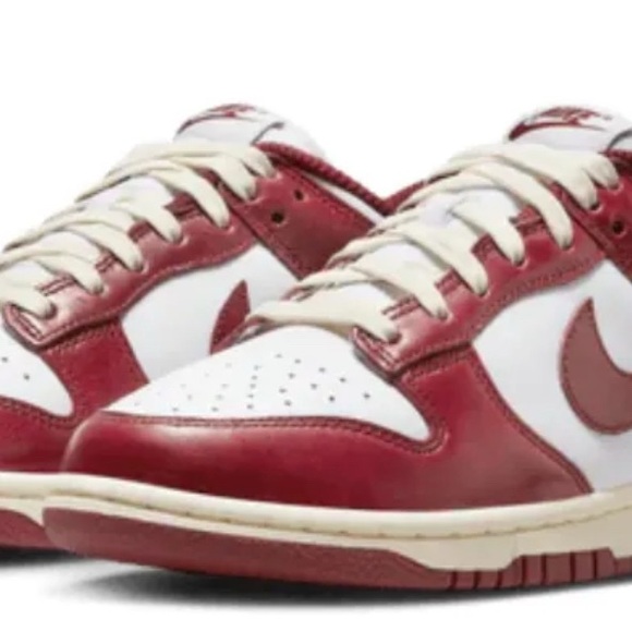 Nike Red and White Dunk Low Athletic Shoes - Picture 3 of 9